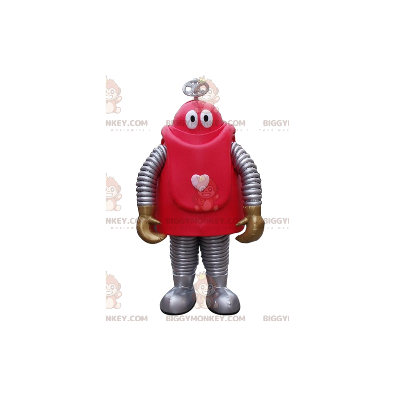 Cartoon Red and Gray Robot BIGGYMONKEY™ Mascot Costume –