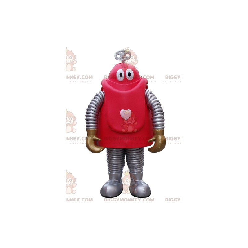 Costume da mascotte BIGGYMONKEY™ del robot rosso e grigio dei