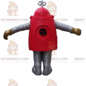 Cartoon Red and Gray Robot BIGGYMONKEY™ Mascot Costume -