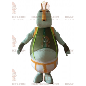 Traje de mascote de monstro BIGGYMONKEY™ Fat Man cinza verde e