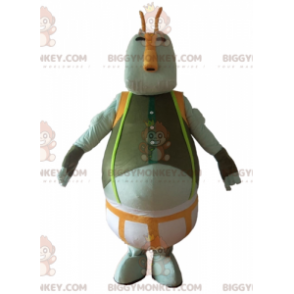 BIGGYMONKEY™ Fat Man Gray Green and Orange Monster Mascot