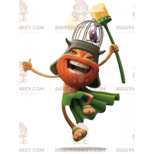Bearded Viking BIGGYMONKEY™ Mascot Costume Dressed in Orange