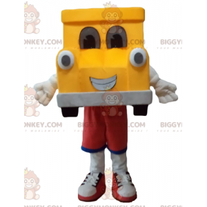 Disfraz de mascota de coche gigante amarillo y gris