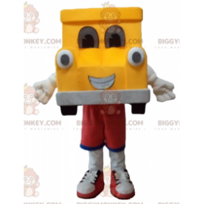 Disfraz de mascota de coche gigante amarillo y gris