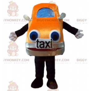 Reuze oranje en blauwe autotaxi BIGGYMONKEY™ mascottekostuum -