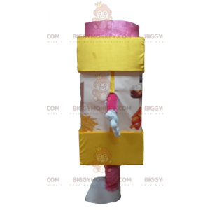 Kostým maskota BIGGYMONKEY™ ze žlutého a růžového moučkového