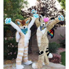 2 mooie en kleurrijke kattenmascotte BIGGYMONKEY™s -