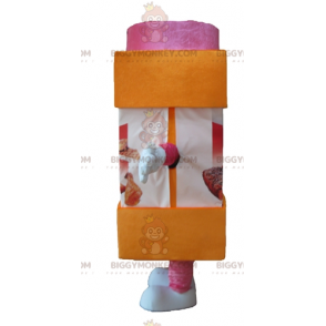 Disfraz de mascota de tarro de azúcar glas naranja y rosa