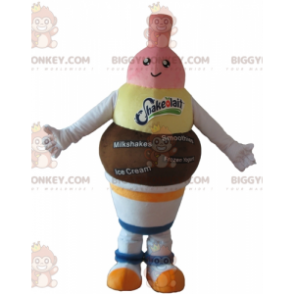 Chocolade-vanille-aardbeienijs BIGGYMONKEY™ mascottekostuum -