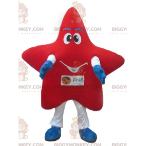 Costume de mascotte BIGGYMONKEY™ d'étoile rouge blanche et