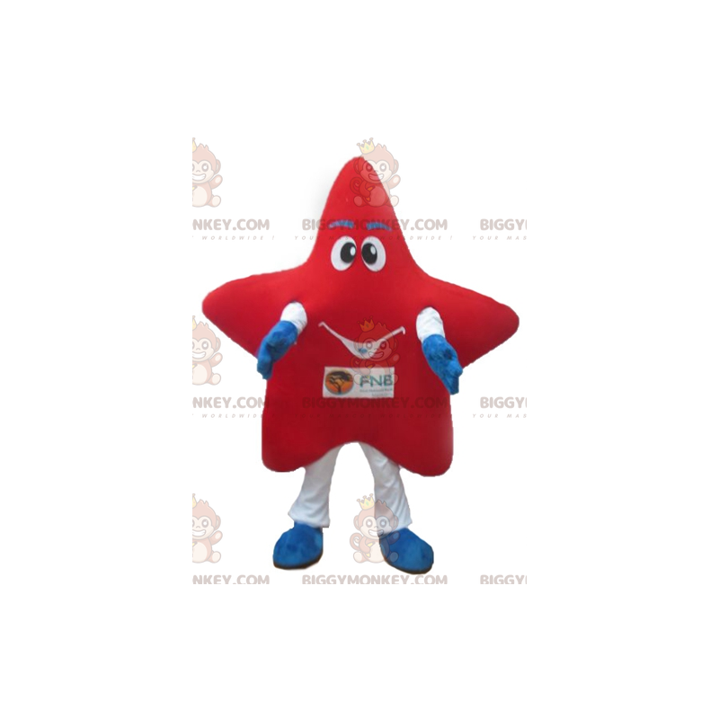 Costume de mascotte BIGGYMONKEY™ d'étoile rouge blanche et