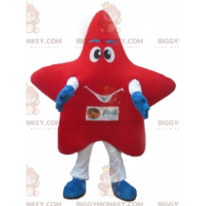 Disfraz de mascota gigante de estrella roja, blanca y azul