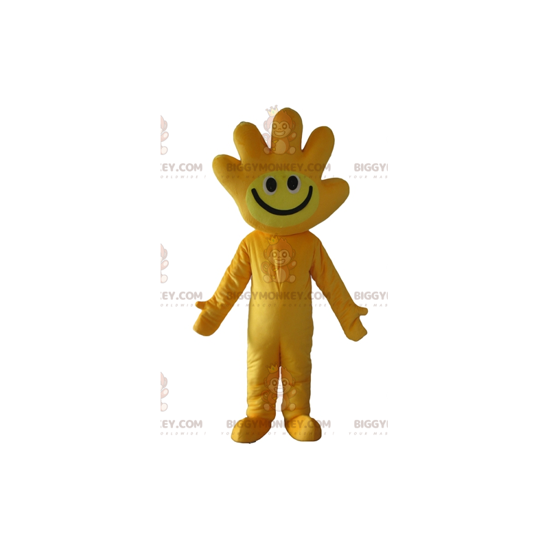 Żółty kostium maskotki BIGGYMONKEY™ z głową w kształcie dłoni -