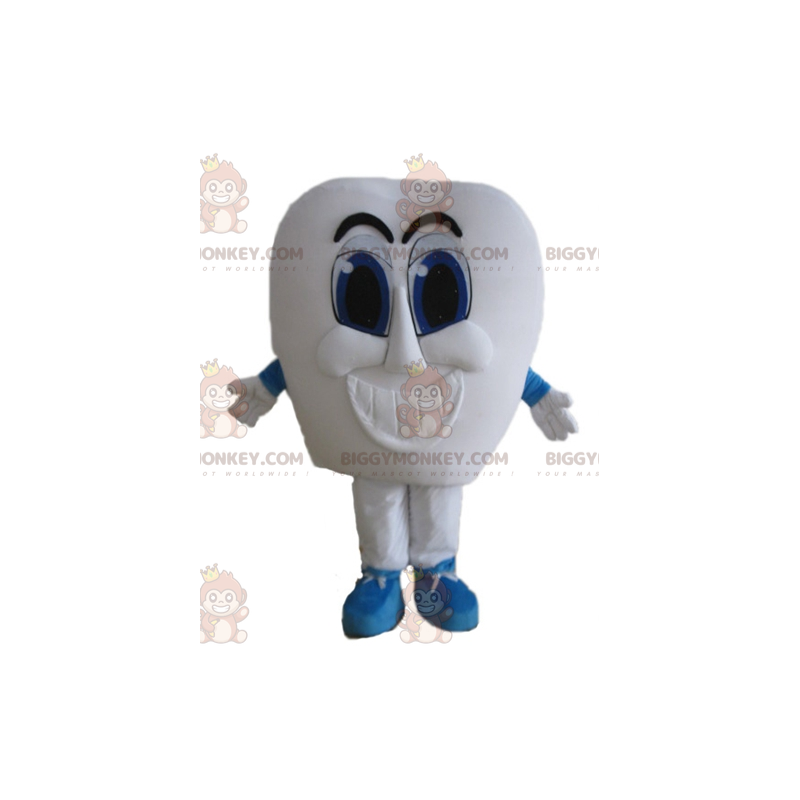 Kostium maskotki BIGGYMONKEY™ Olbrzymi biały ząb z niebieskimi