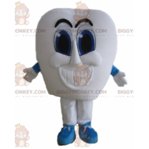 BIGGYMONKEY™ maskotkostume kæmpe hvid tand med blå øjne -