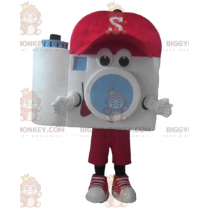 Camera BIGGYMONKEY™-mascottekostuum met rode dop -