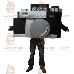Riesiges Schwarz-Weiß-Kamera-BIGGYMONKEY™-Maskottchen-Kostüm -