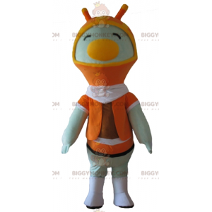 Penguin White Bird BIGGYMONKEY™ maskotdräkt med orange