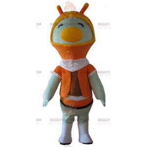 Traje de mascote de pássaro branco BIGGYMONKEY™ de pinguim com