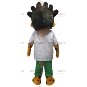 Costume mascotte BIGGYMONKEY™ tigre dai capelli neri giallo e