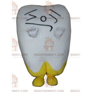 Costume de mascotte BIGGYMONKEY™ de dent blanche et jaune