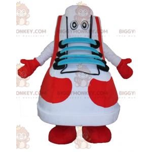 BIGGYMONKEY™ Mascottekostuum Wit Rood Blauw en Zwart Schoen