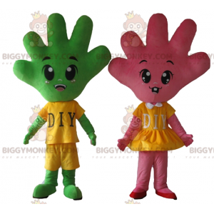 Duo de mascottes BIGGYMONKEY™ de mains une rose et une verte