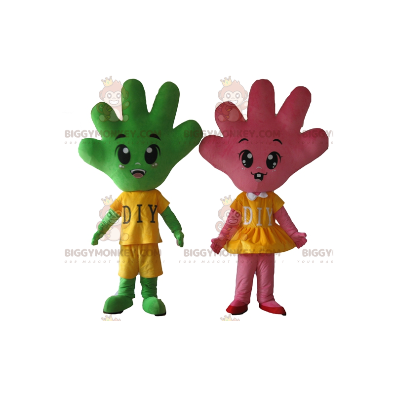 2 BIGGYMONKEY™s mascot hands one very cute pink and one green –