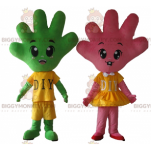 2 BIGGYMONKEY™s mascot hands one very cute pink and one green –