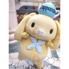 BIGGYMONKEY™ Mascot Costume Little Yellow Bunny With Teapot On