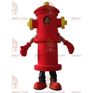 Kæmpe rød og gul brandhane BIGGYMONKEY™ maskotkostume -