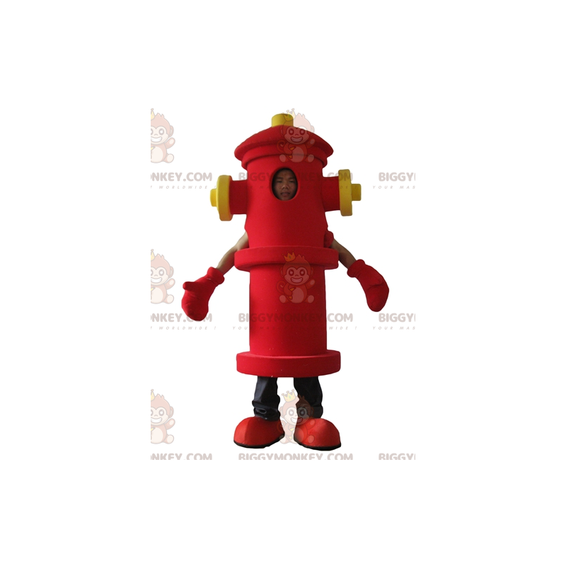 Giant Red and Yellow Fire Hydrant BIGGYMONKEY™ Mascot Costume -