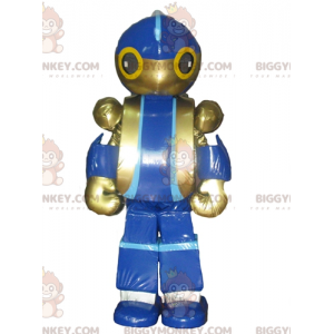 Disfraz de mascota robot de juguete azul y dorado gigante