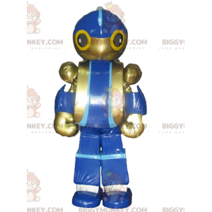 Fantasia de mascote gigante de brinquedo azul e dourado