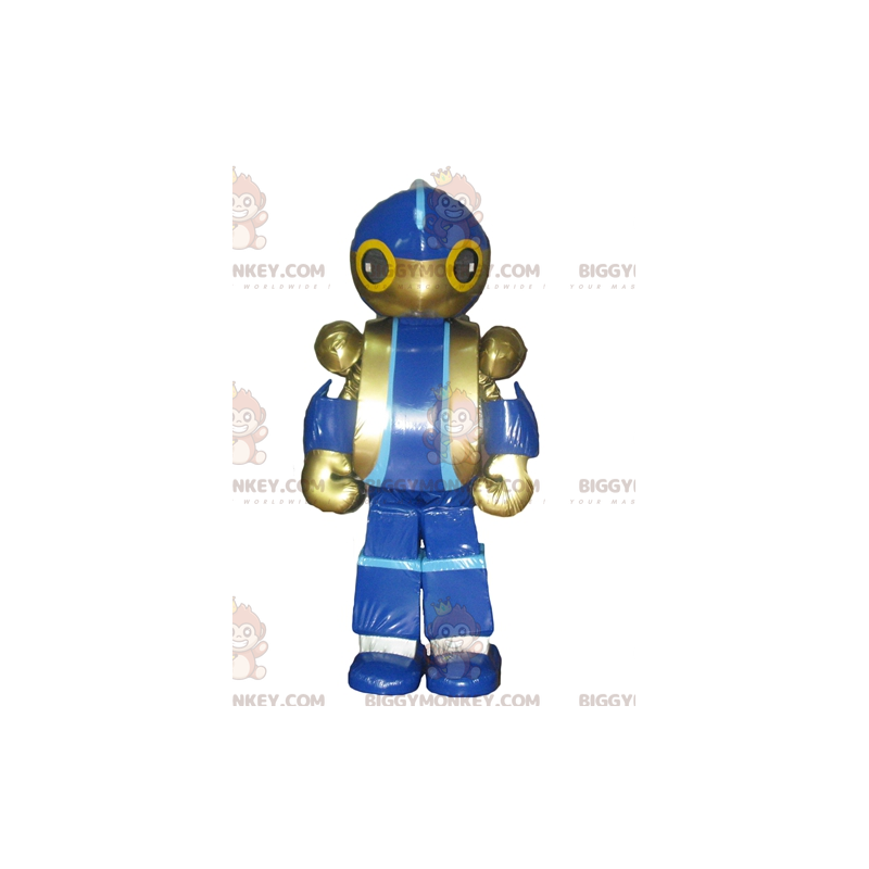 Kostým maskota obřího modrého a zlatého robota BIGGYMONKEY™ –
