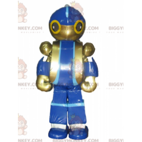 Costume de mascotte BIGGYMONKEY™ de robot de jouet bleu et doré