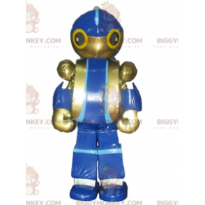 Fantasia de mascote gigante de brinquedo azul e dourado