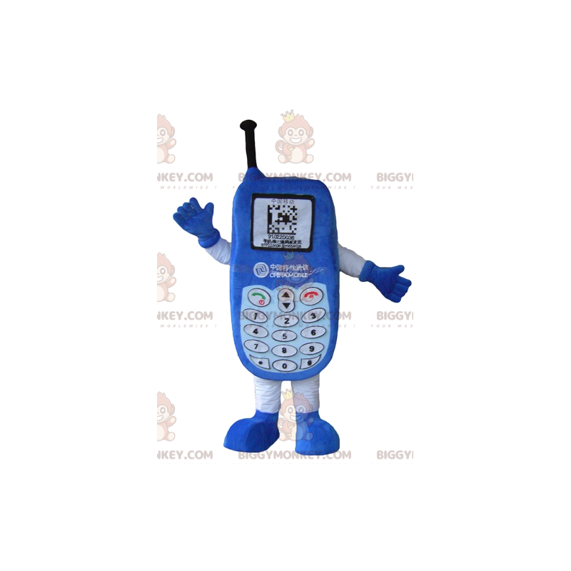 Blauwe mobiele telefoon BIGGYMONKEY™ mascottekostuum met