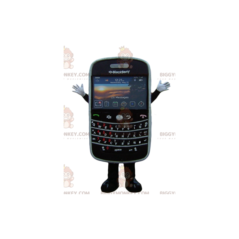 Maskotka gigantycznego czarnego telefonu BlackBerry