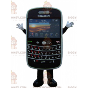 Costume de mascotte BIGGYMONKEY™ de téléphone portable noir de