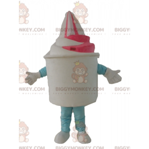 Kostým maskota BIGGYMONKEY™ z bílé a růžové zmrzliny –