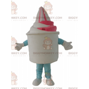 Disfraz de mascota BIGGYMONKEY™ de tarro de helado blanco y