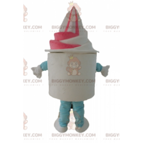 Στολή μασκότ BIGGYMONKEY™ για παγωτό σε λευκό και ροζ -