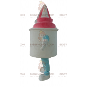 Hvid og Pink Ice Cream Ice Cream Pot BIGGYMONKEY™ maskotkostume