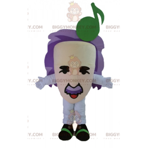 BIGGYMONKEY™ Maskottchen-Kostüm mit lila Haaren und Riesenkopf