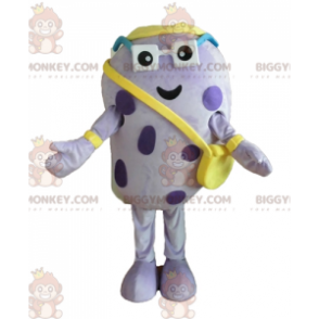 Fantasia de mascote BIGGYMONKEY™ de inseto roxo de bolinhas