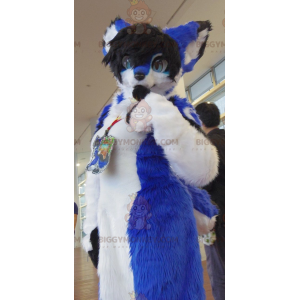 Blue White and Black Cat BIGGYMONKEY™ Mascot Costume -