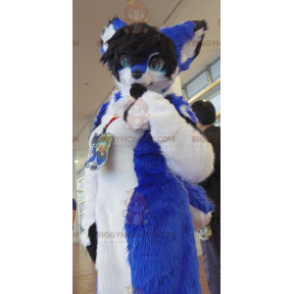 Blue White and Black Cat BIGGYMONKEY™ Mascot Costume –