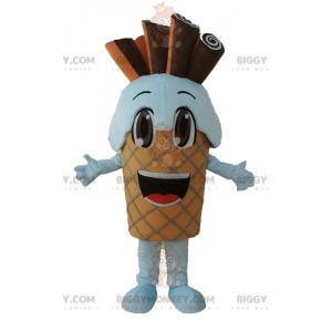 Costume da mascotte cono gelato al cioccolato gigante