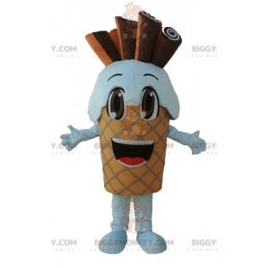 Disfraz de mascota de cono de helado de chocolate gigante